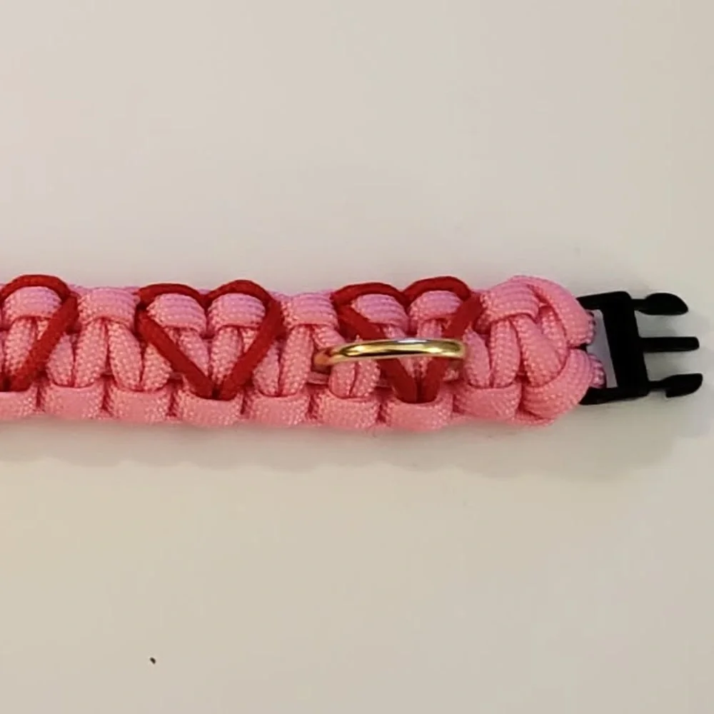 Handmade paracord Dog Collar with stitches hearts